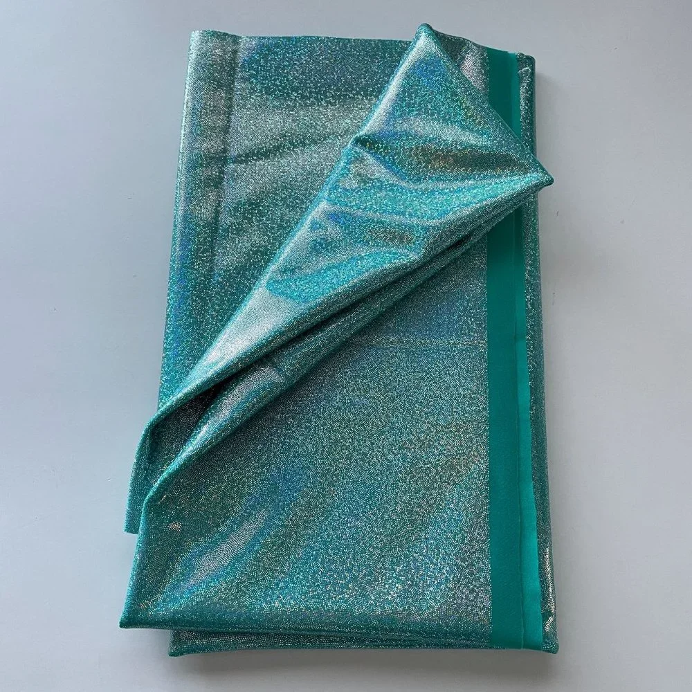 Spandex Fabric Stretch Emerald Blue Dance Skate Gymnastics Pageant Cheer Twirl - Picture 5 of 6